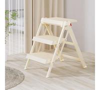 Marchepied pliable multifonction 3 en 1 pour cuisine, chambre à coucher, bureau, boutique, réglable 2/3/4 marches, taille compacte (59,2 x 55,7 cm)