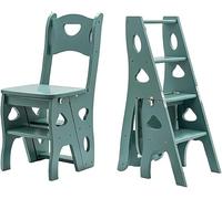 Marchepied pliable multifonction en bois léger et portable avec support de présentation pour la maison, le bureau, la cuisine, vert