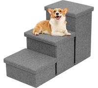 Marchepied Portable en 3 étapes for Chats et Chiens de Petite Moyenne Taille, marchepied antidérapant for lit Haut, canapé Rebord fenêtre(Grigio)