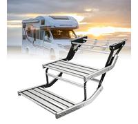 Marchepied Stable Manuel Pour Camping-Car - Offre Une Assise Solide Jusqu'à 200KG. Plateforme Aluminium Large. Option D'éclairage LED Pour Plus De Sécurité(Without LED lights,Double layer)