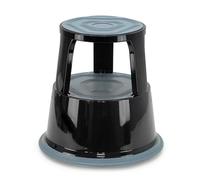 Marchepied Tabouret à roulettes en métal Robuste - 2 marches antidérapantes, roulettes à Blocage Automatique - Hauteur 43cm, Charge 150 kg, sécurité TÜV/GS, Noir/Gris