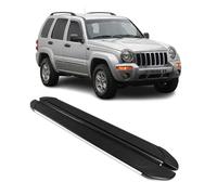 Marchepieds Latéraux Compatible avec Jeep Cherokee 2002-2007 Aluminium Gris Noir 2Pcs