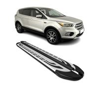 Marchepieds Latéraux pédale Compatible avec Ford Kuga II 2012-2019 Aluminium Gris Noir 2X