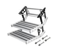 Marchepieds pliants en Aluminium pour Camping-Car, Double marchepied, avec éclairage LED 12 V, antidérapant et antirouille, pour Camping-Car, Caravane, Caravane(Withoutlights One Size)
