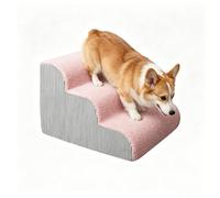 Marchepieds pour chien à 2/3/4 marches avec fond antidérapant, escalier incurvé pour petits chats et chiots, rampe en mousse haute densité, housse lavable (rose, 3 marches)