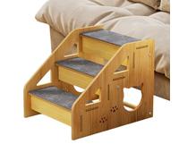 Marchepieds pour chien, échelle en bois pour chien, rampe de 40 x 29 cm avec coussinets antidérapants, escaliers en bois massif, 3 marches avec finition naturelle, outil d'escalade pour canapé, lit