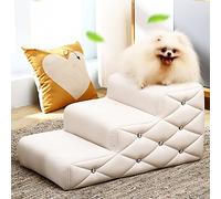 Marchepieds pour chien en cuir blanc à 2, 3, 4 niveaux - Rampes et escaliers pour animaux de compagnie - 40 cm de large - Échelle antidérapante - Pour chiens de petite, moyenne et grande taille