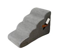 Marchepieds pour chien en mousse haute densité à 3/4 marches avec housse lavable et base antidérapante, rampe d'escalier pour animal domestique, chiot, pente douce pour canapé/voiture (gris, 4 marches