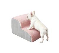 Marchepieds pour chien et chat de petite et moyenne taille - Rampe antidérapante en pente douce avec housse amovible lavable pour canapé (rose, 2 marches)