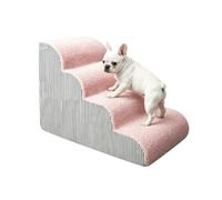 Marchepieds pour chien et chat de petite et moyenne taille - Rampe antidérapante en pente douce avec housse amovible lavable pour canapé (rose, 4 marches)