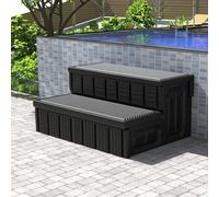 Marchepieds pour jacuzzi, marche de spa extérieur avec rangement, escaliers antidérapants et robustes, 91,4 cm de long, noir