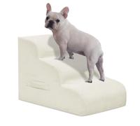 Marchepieds pour petit chien, rampe d'escalier pour lit haut et canapé, escalier antidérapant pour petits chiens et chats, escalier amovible et facile à nettoyer, beige, 3/4 marches