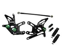 Marchepieds réglables Street Racing Accossato noir avec inserts verts pour Kawasaki Zx-10R de 2011 à 2015 (CC 1000)