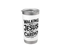 Marcher avec Jésus est mon entraînement cardio Gobelet isotherme en acier inoxydable double paroi