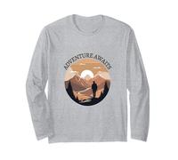 Marcher Entre Les Sommets. Aventure et Nature dans Un Style rétro. Manche Longue