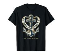 Marcher par la Foi, Croix chrétienne Ancre, Conception T-Shirt Graphique avec Valeur