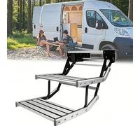 Marches Automatiques Rétractables pour Camping-Car avec Éclairage LED Lumineux, Marches Antidérapantes, Escaliers D'entrée Pliables en Alliage D'aluminium pour Camping-Car, Van Ou Caravane Two