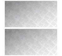 Marches d'escalier 2 pièces 80 x 40 cm argent aluminium toboggan | Marchepieds en aluminium, surface à carreaux, utilisation intérieure et extérieure, faciles à nettoyer, résistants à l'usure