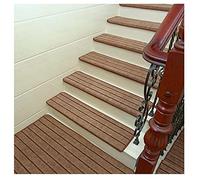 Marches d'escalier en Moquette, Tapis antidérapants lavables en Machine, Tapis d'escalier Auto-adhésifs pour la sécurité et l'adhérence (Bleu/Marron/Rouge, Lot de 7), Marron, 80 cm x 24 cm x