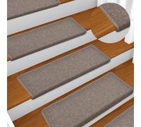 Marches d'escalier en tapis 15 pcs. 65x21x4 cm brun clair