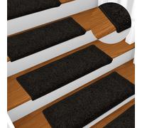 Marches d'escalier en tapis 15 pcs. 65x21x4 cm noir