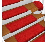 Marches d'escalier en tapis 15 pcs. 65x21x4 cm rouge