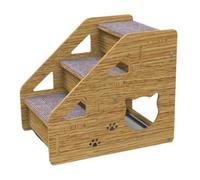 Marches d'escalier pour chien - Construction en bois, design d'escalade en trois étapes, structure centrale basse stable, support antidérapant | Pour chiens de petite et moyenne taille et chats, lit