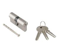 Marchesi H36000 Double cylindre encastré pour porte - Serrure de sécurité - Sans carte de sécurité - Laiton nickelé - 30,5/35,5 mm - Avec 3 clés