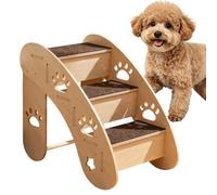 Marchettes des Petits Chiens Bois courbé avec Tapis antidérapant | Marches pour chiens de lit surélevé Pour Canapé, Fenêtre, Lit Surélevé, Voiture, Chaise, Chatons, Chiots, Chats Âgés