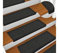 Marchettes d'Escalier 65*21 cm, Lot de 15 Tapis d'Escalier Autocollant Noir / Gris / Marron, Auto-Adhésive en Tissu Polyester Large utilisation:les marches d'escalier sont appliquées à n'importe quell