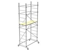 Marchetti Zeus Échafaudage en aluminium (h) 3,60 m 2 demi-planchers et 4 roulettes de diamètre 125 mm