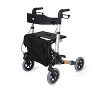 Marcheur à roues pliantes, Déambulateur pliable en alliage d'aluminium, réglable en hauteur, dossier, freins à main, étui de transport