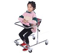 Marcheur de mobilité pliant for enfants, marcheur roulant avec siège et roues for enfants atteints de paralysie cérébrale et de handicap, aide à la marche en métal amovible(Pink,Small)