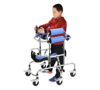 Marcheur debout pour enfants handicapés, hauteur réglable, aide à la marche pédiatrique avec 6 roues, design anti-inclinaison, pliable pour enfants de 85 à 130 cm (bleu)