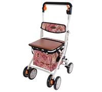 Marcheur senior Déambulateurs for personnes âgées, déambulateur pliable avec siège, vertical tout-terrain en aluminium durable(Red)