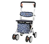Marcheur senior Déambulateurs for personnes âgées, déambulateur pliable avec siège, vertical tout-terrain en aluminium durable(Blue)
