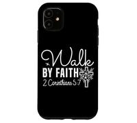 Marchez par la Foi 2 Corinthiens 5:7 Design Floral Inspirant Coque pour iPhone 11