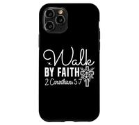 Marchez par la Foi 2 Corinthiens 5:7 Design Floral Inspirant Coque pour iPhone 11 Pro