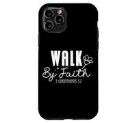 Marchez par la Foi 2 Corinthiens 5:7 Design Floral inspirant Coque pour iPhone 11 Pro