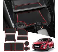 MARCHFA Anti-dérapants Tapis für 208 2008 E208 E2008 2020 2021 2022 2023 2024 2025 Anti-poussière Tapis en Caoutchouc für Porte-gobelet, Rainure de Porte, Boîte d'accoudoir (Rouge)