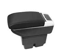 MARCHFA Boîte de rangement pour accoudoir pour Fiesta 2009-2017 avec 7 ports de charge USB (coutures noires)