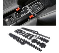 MARCHFA Lot de 10 tapis antidérapants anti-poussière pour Fiesta 2009 2010 2011 2012 2013 2014 2015 2016 2017 - Accessoires de voiture - Console centrale - Soucoupe - Tapis de sol en caoutchouc -