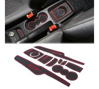 MARCHFA Lot de 10 Tapis antidérapants Anti-poussière pour Fiesta 2009 2010 2011 2012 2013 2014 2015 2016 2017 Accessoires de Voiture - Console Centrale - Dessous de Porte - en Caoutchouc - Rouge