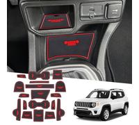 MARCHFA Lot de 16 tapis antidérapants en caoutchouc pour console centrale Renegade 2018-2021 2022 2023 (rouge)