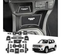 MARCHFA Lot de 18 Tapis antidérapants en Caoutchouc pour Console Centrale Renegade 2019-2021 2022 2023 2024 2025 (Blanc)