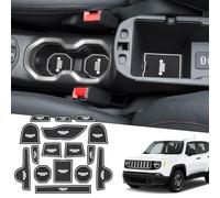 MARCHFA Tapis anti-poussière et antidérapant pour Renegade 2015 2016 2017 Tapis en caoutchouc pour console centrale Sous-verre 16 pièces (Blanc)