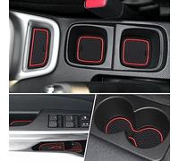 MARCHFA Tapis Antidérapant Compatible avec Vitara 2016-2023 2024 2025 Anti-poussière Tapis en Caoutchouc pour Porte intérieure Tasse Boîte à Bras (Rouge)