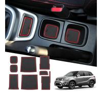 MARCHFA Tapis de Console Centrale en Caoutchouc pour Vitara 2016-2023 2024 Console Centrale Accessoires pour Vitara Lot de 8 Rouge