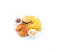 Marchfunny Article alimentaire miniature avec steak hamburger et légumes frais sur assiette pour cuisines de maison de poupée, diaramas artisanaux et ensembles de scène (poulet frit)