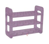 Marchfunny Boîte à œufs à plusieurs niveaux, boîte de rangement pour réfrigérateur, armoire de cuisine, plateau de rangement en plastique transparent avec poignée, 30 emplacements (violet)
